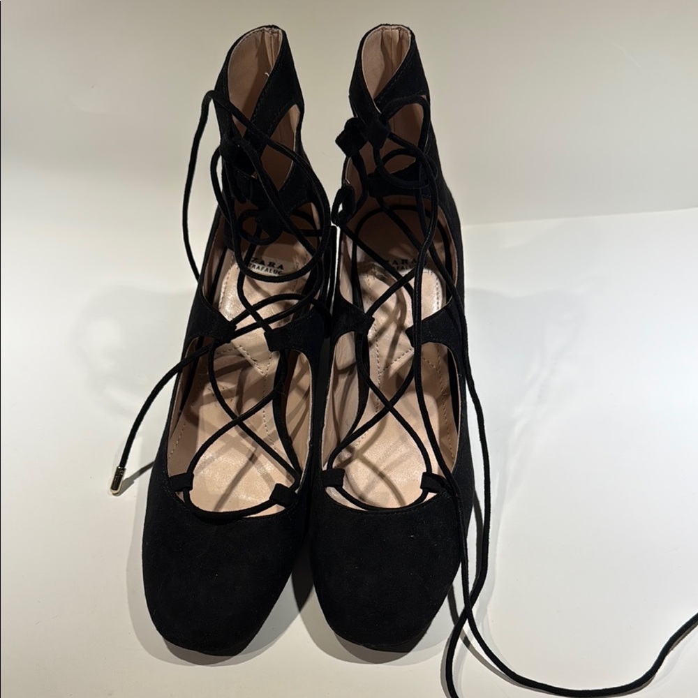 Zara Black Lace-Up Boots with Elegant Design